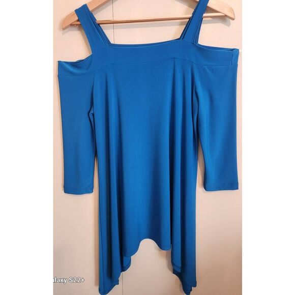 T36 Clara Sun Woo Turquoise cold shoulder blouse - Picture 1 of 11